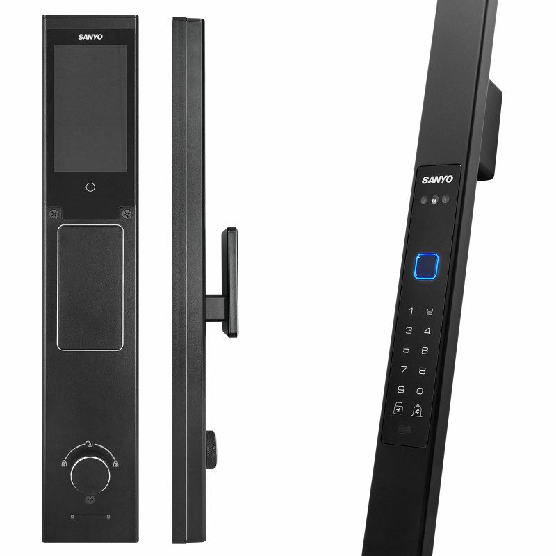 Электронный замок Sanyo D502 UsmartGo DM70 с WiFi, с распознаванием лиц,ручка-скоба 1800 мм, черный